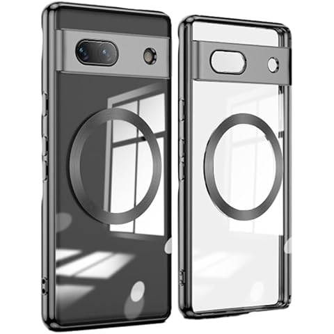 Yueyoer for Google Pixel 7a Case Clear, Compatible with MagSafe, Non-Yellowing Shockproof Bumper Protective Phone Cover, Rugged Shockproof (Black) Cover