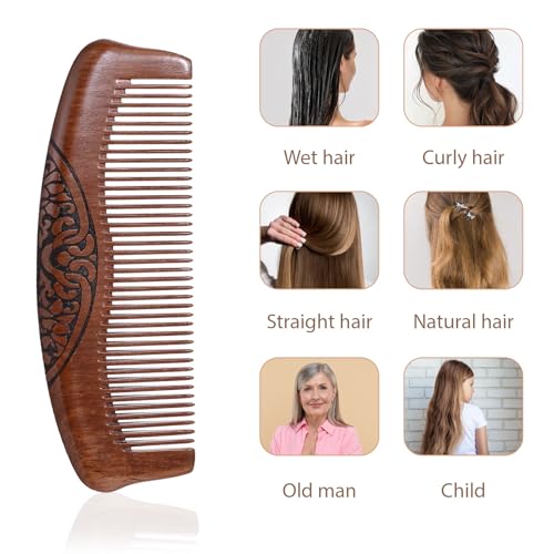 Peine pequeño de madera tallada para cabello y barba miniatura 3