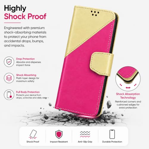 Image of SBMS Flip Cover for Oppo K13 5G Back Cover Case with Magnatic Closure | Inbuilt Stand | Card & Money Pocket (multiPink)