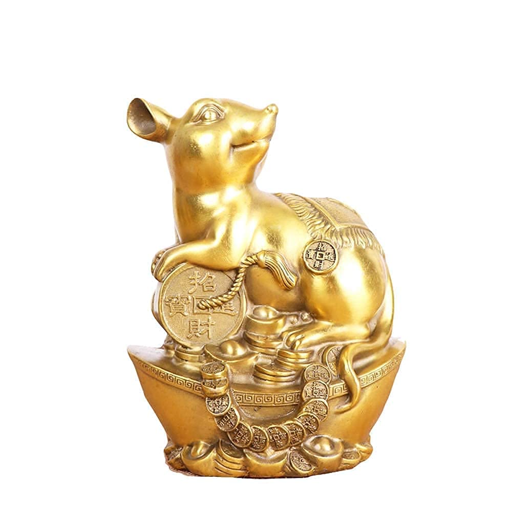Rzeźba Ogrodowa, Figurki Herbaciane, Zwierzęta Zodiakalne Z Czystego Mosiądzu, Figurki Szczura Zodiakalnego, Figurka Dekoracyjna Chińskiego Feng Shui Do Domu I Biura, Rzeźba Bogactwa I Powod