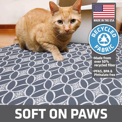 Image of Drymate Cat Litter Box Mat, Litter Trapping Mat, Waterproof, Urine-Proof, Absorbent, Machine Washable, Soft on Paws, Contains Mess, Protects Floors, Kitten Supplies, Indigo Grey, 29x36 XL