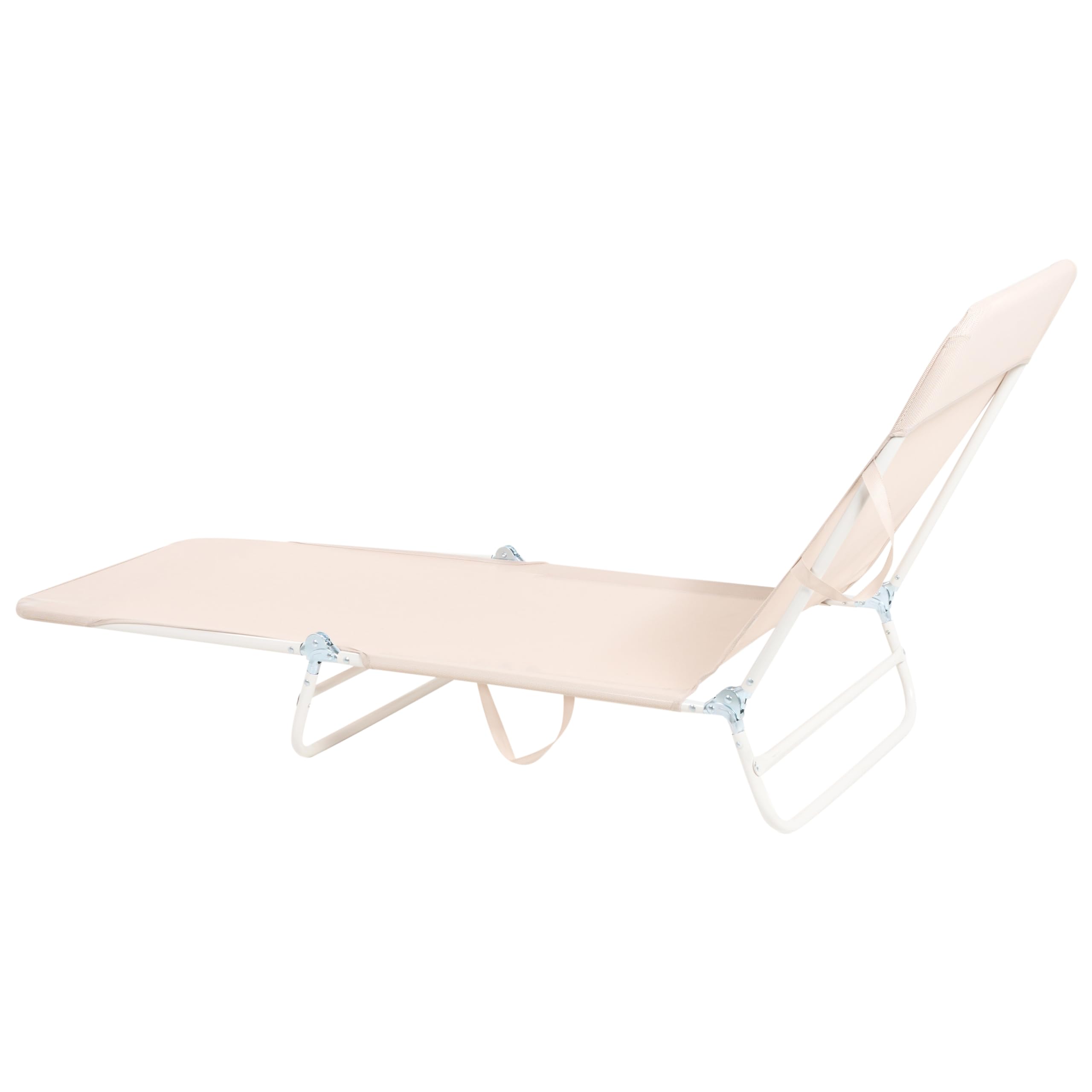 Beliani Sdraio da giardino pieghevole con seduta in rete e telaio in acciaio con maniglia resistente alle intemperie beige