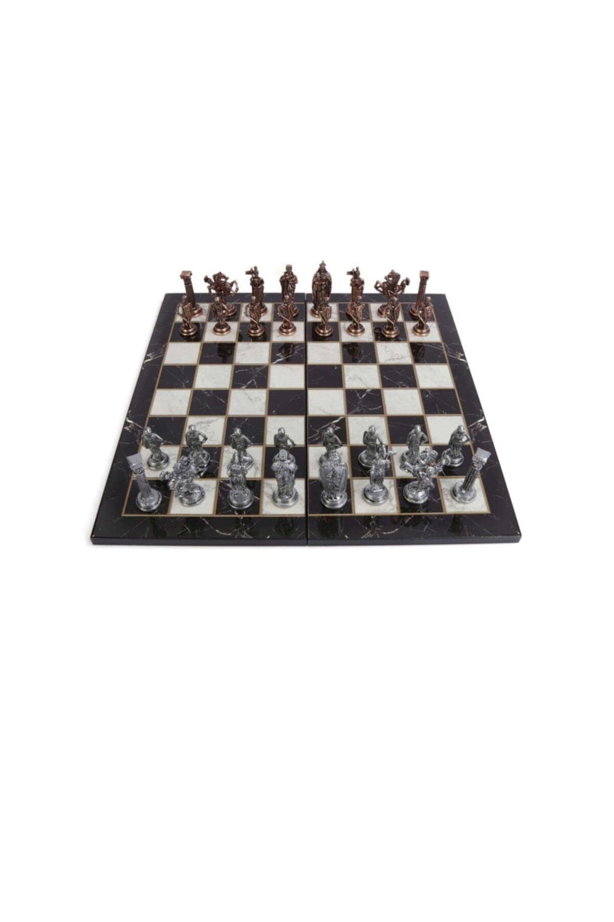 ZAW Schach Britische antike Kupferschachfiguren und faltendes Marmormuster MDF-Tabellenspiel Spaß Intelligenz Chess (Color : A)