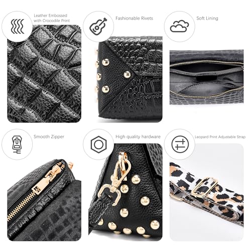 Image of BOYATU Genuine Leather Shoulder Bag Women: Handmade Crocodile Pattern Purse