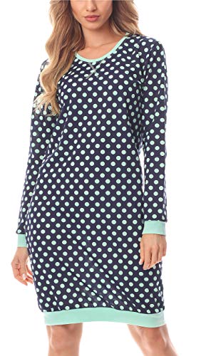 Merry Style Camisón Lencería Sexy Ropa de Cama Mujer MS10-180 (Azul Marino/Puntos, XXL) Cover