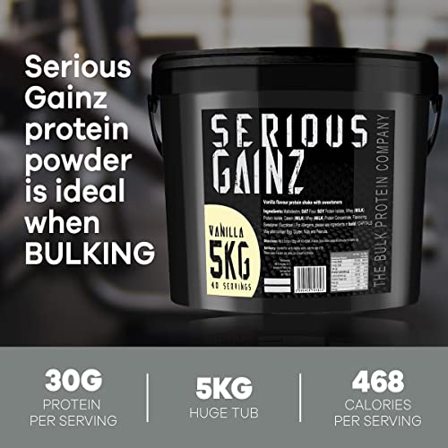 The Bulk Protein Company, SERIOUS GAINZ - Whey Protein Powder - Weight Gain, Mass Gainer - 30g Protein Powders (Vanilla, 5kg) - Image 5