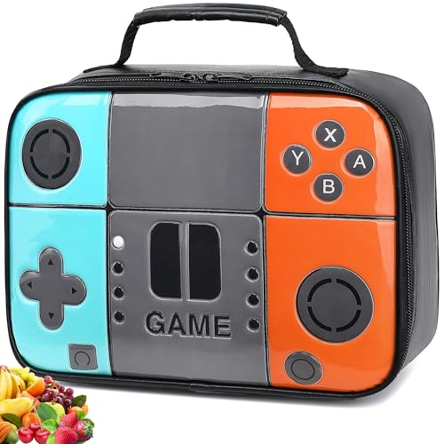 TFAUR Boys Lunch Box,Kids Gamer Lunch Box for Boys,Insulated Leather