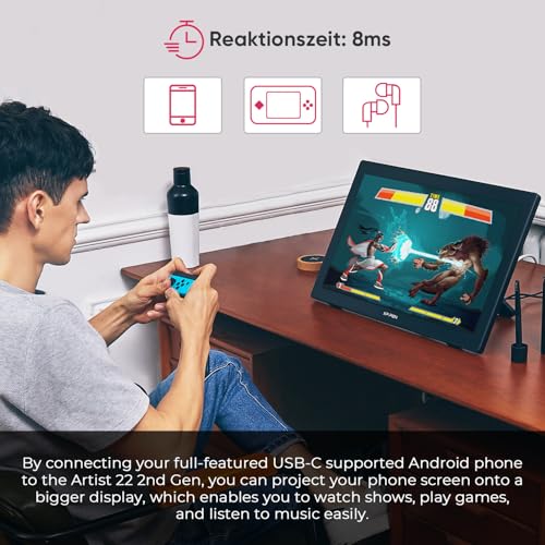 Image of XPPen 21.5 Inch Drawing Tablet with Screen 122% sRGB, Artist 22 2nd IPS Graphics Tablet with 8192 Levels Battery-Free Stylus, Pen Display with Adjustable Stand, AG Film for Windows, Mac, Chrome, Linux