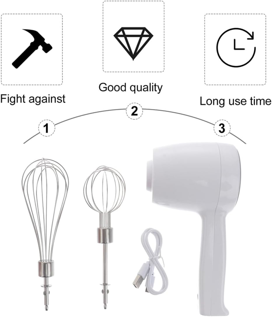 1set Cordless Egg Mixer Gear Electric Hand Blender Rechargeable Baking Whisk