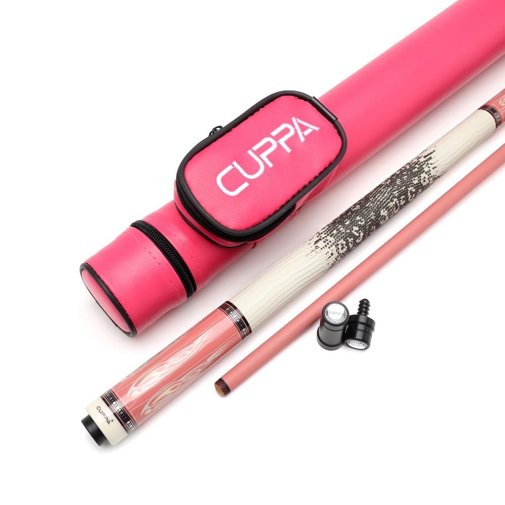 TROUFY Cuppa Woman Carbon Fiber Pool Cue Stick Ladies Pink Pool Stick with Case (12.5mm, WH Tube Case)