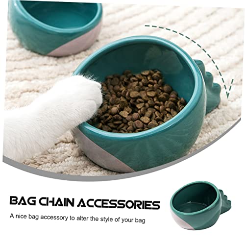 HOUDERCO Kerntyp Ceramic Dog Food Bowl Rutschfester Stabiler Futternapf Für Katzen Und Hunde Für Futter Und Wasser Blaues Dinosaurier-Design