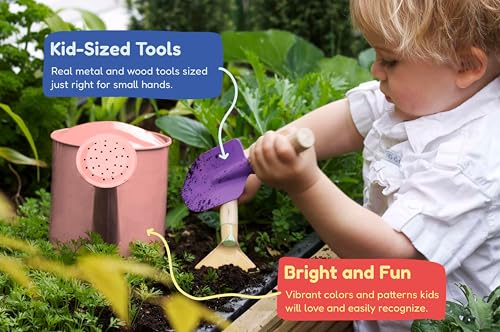 image for Kinderific Gardening Set, Tool Kit, for Kids, STEM, Includes Tote Bag,