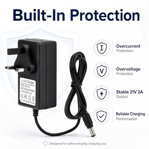 21V 2A Universal Lithium Battery Charger DC Power Adapter for Cordless Drill, Electric Screwdriver, and More - UK Plug Black - Image 3
