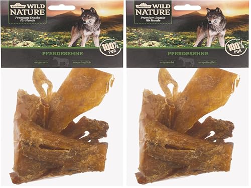 Dehner Wild Nature Hundesnack, Premium Leckerli glutenfrei/getreidefrei, Kausnack für Hunde, Pferdesehnen, 200 g (Packung mit 2)