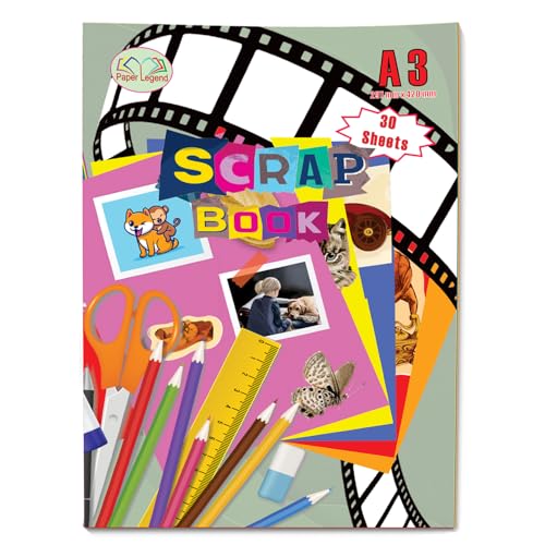 Álbum de recortes encuadernado con grapas, 30 hojas de colores surtidos para niños y adultos, álbum de fotos familiar, tarjetas, manualidades, actividades, libro de tarjetas de recorte.