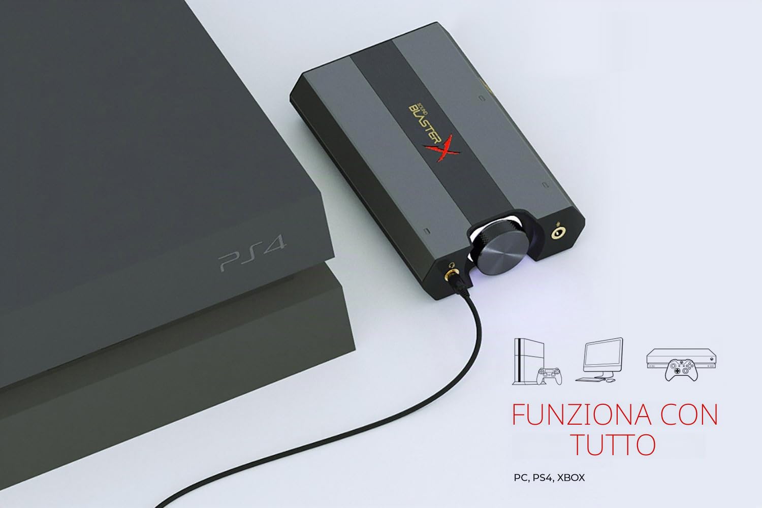 DAC da gioco HD 7.1 e scheda audio USB esterna Sound BlasterX G6 con amplificatore per cuffie Xamp compatibile con PS4, Xbox One, Switch e PC