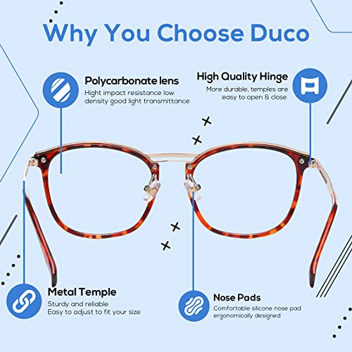 Image of DUCO Blue Light Blocking Glasses For Men Blue Ray Glasses Oversized Computer Glasses Retro Square Fashion Eyeglasses 5223