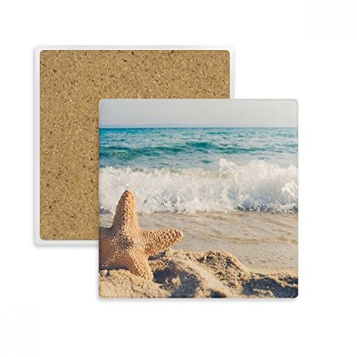Dessous de verre carré étoile de mer support mug pierre absorbante boisson x2