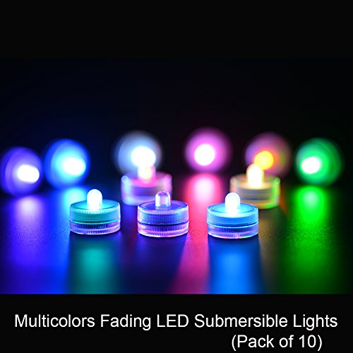 Image of Submersible LED Lights cr2032 Battery Powered Underwater Waterproof LED Tea Light Candles for Events Wedding Centerpieces Vase Floral Xmas Holidays Home Decor Lighting(Pack of 12) (Multi-colored)