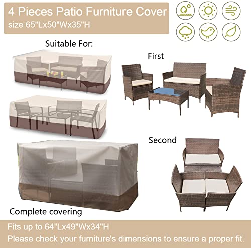 Cooskin Patio Furniture Cover 600D Waterproof Large Heavy Duty Outdoor Furniture Set Covers With Anti-Uv And Wind-Proof Suitable For Patio Furniture Sets (65" W X 50" D X 35" H) #TOP1