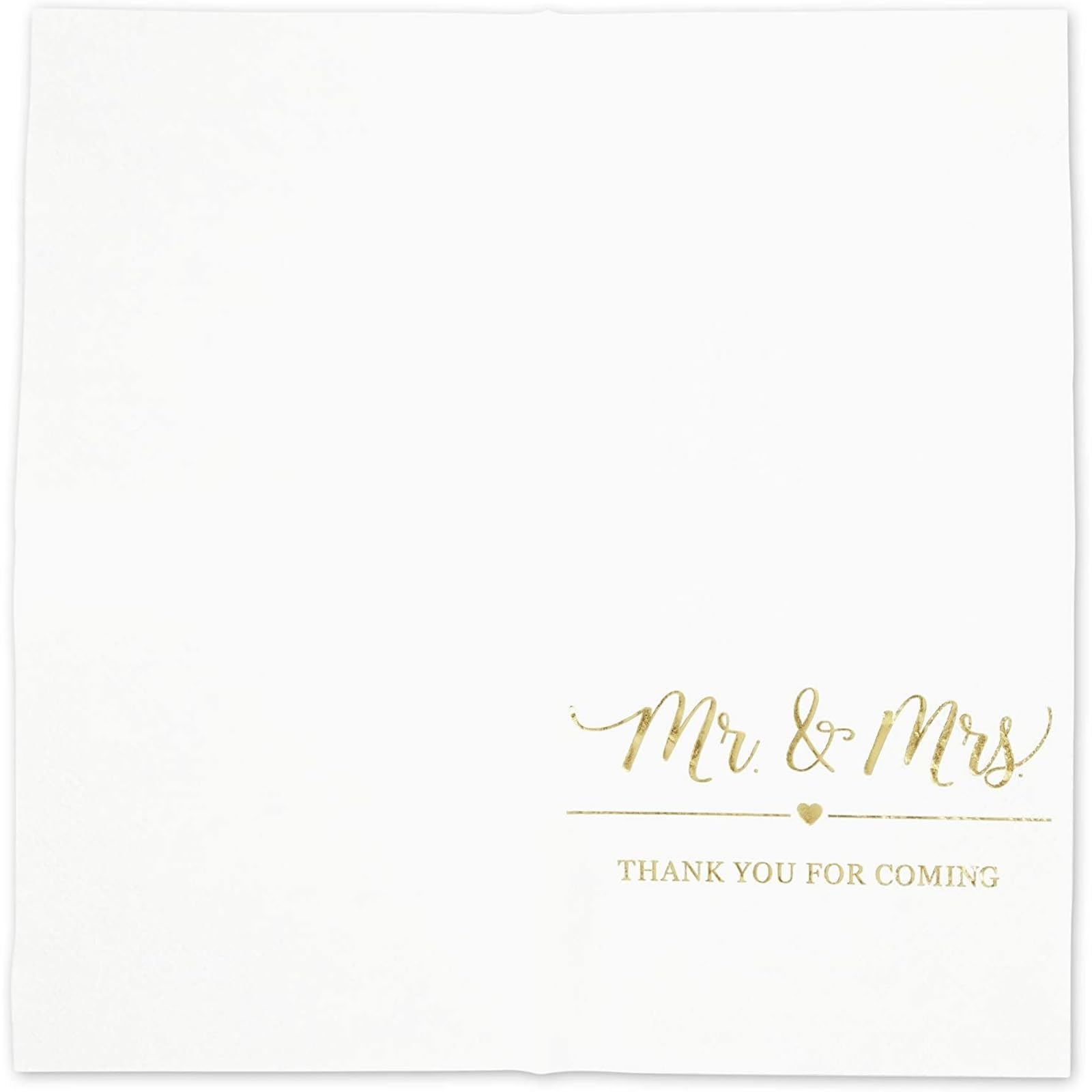 Tovaglioli Di Carta Per Matrimonio - 50 Pezzi, 3 Strati, Stampa Mr & Mrs In Oro