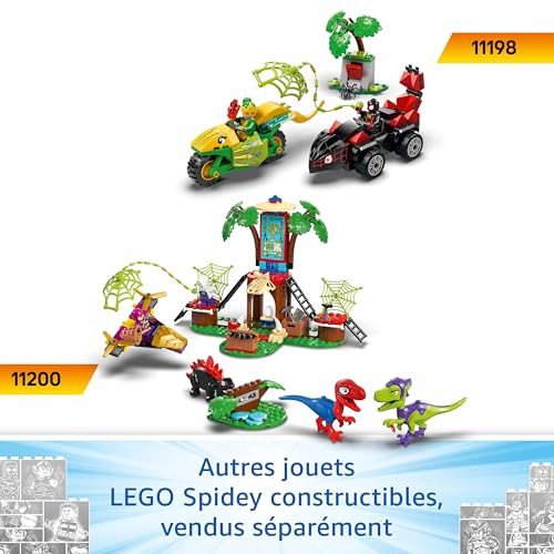 LEGO Marvel Sauvetage de l’équipe Spidey en Dino-véhicule - Jeu de Construction avec Camion de Super-héros et Dinosaure - Cadeau pour Enfants dès 4 Ans - Spidey et Ses Amis extraordinaires 11199