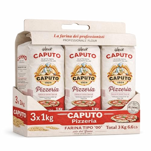 Harina Caputo Pizzeria, Origen Italiana, ideal para masas de alta hidratación, ligera y perfectamente levada, Recomendado para la clásica pizza napolitana, Tipo 00, Contiene 3 unidades de 1 Kg