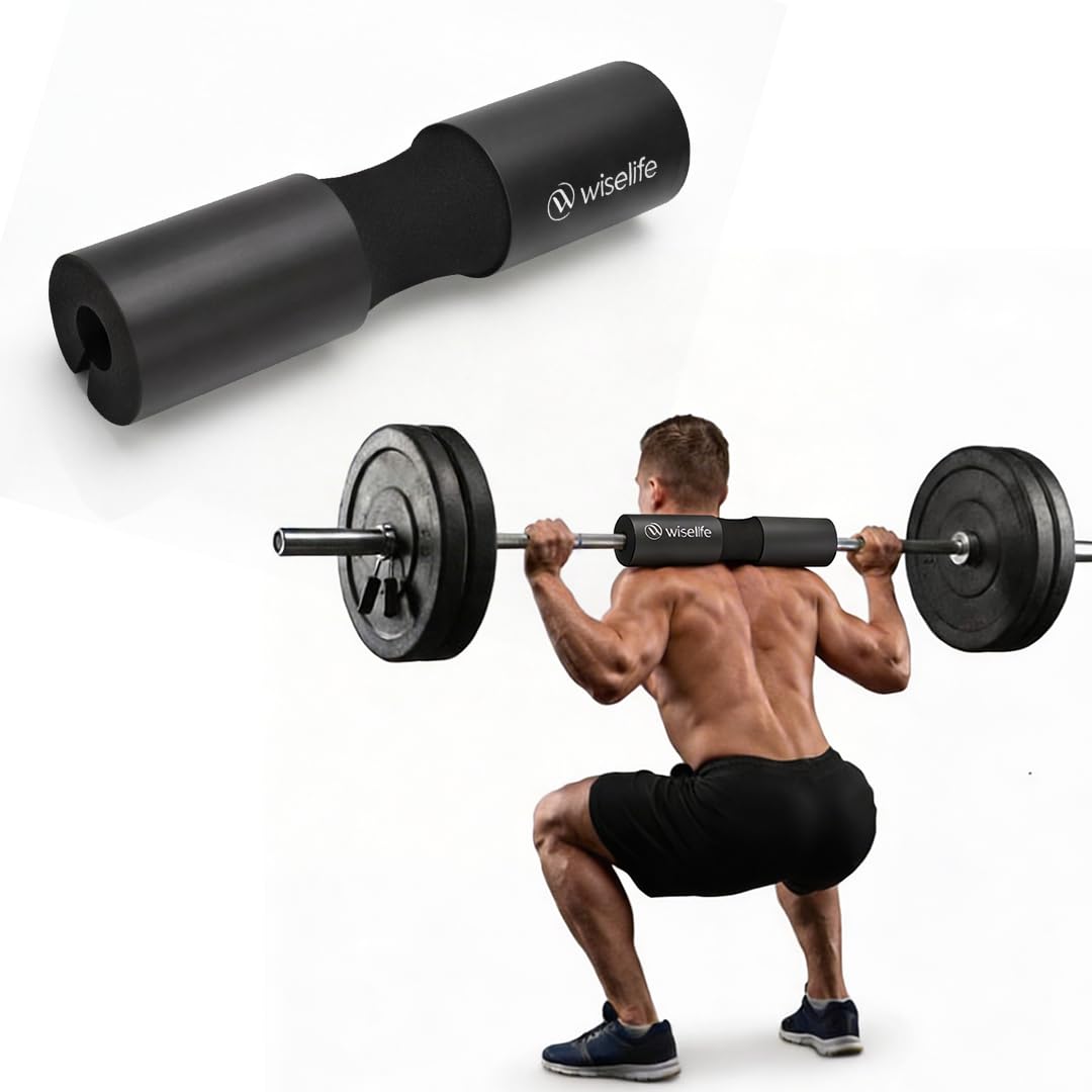 Wiselife Barbell Lifting Pad (Black) | Squat Pad for Neck & Shoulder Protection | High-Density Foam Cushion for Hip Thrusts, Lunges & Weight Training | Anti-Slip Gym Bar Pad-image-37