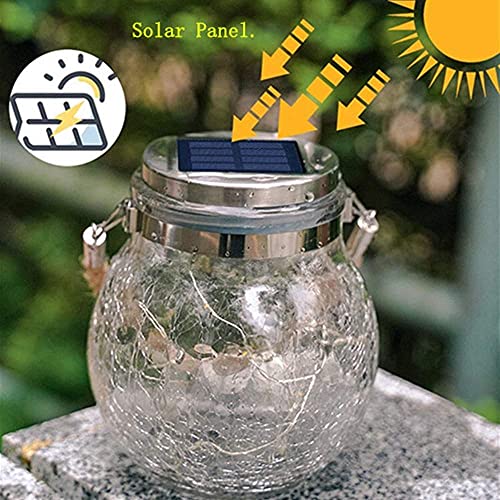 Image of AERYS Solar Crackle Jar Light | Waterproof Hanging Decorative Solar Lantern for Garden, Balcony, Patio & Outdoor Lighting - Multicolor 20 LED