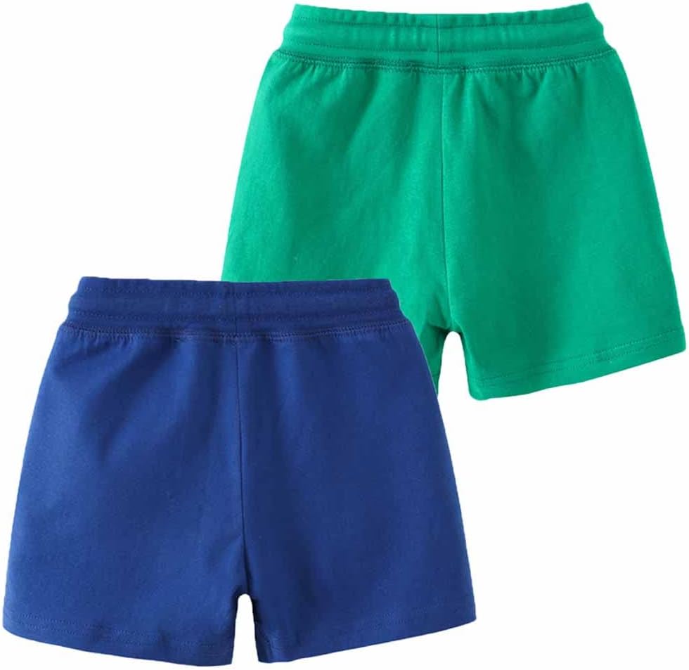 2 Pack Toddler Boys Summer Shorts with Drawstring - Cotton Baby Casual Pull-On Jogger Shorts Active Sports Shorts - Image 3