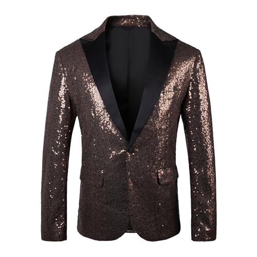 MOGU Mens Sequin Dress Suit Jacket Slim Fit Shiny Sport Coat Blazer for Party Prom Dance