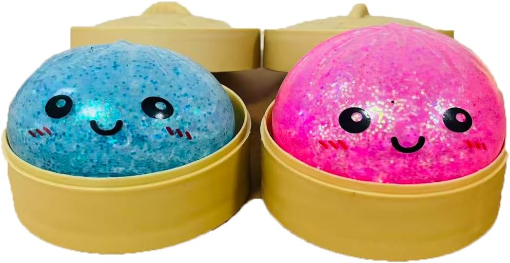 2Pcs Dumpling Stress Relief Balls, Soft Squeeze Fidget Ball, Stress Relief Ball for Party Favors and Relaxation Gifts-Dia-2.3in