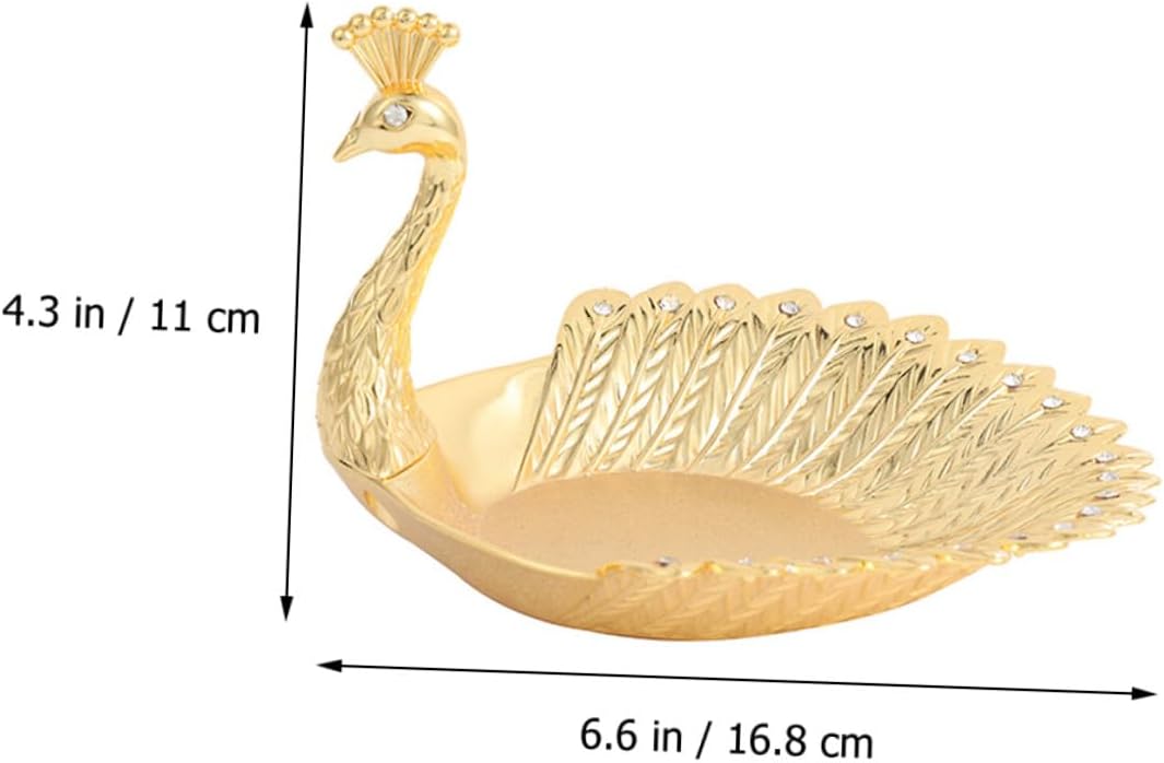 BESPORTBLE Decorative Metallic Peacock Candy Plate Sturdy Fruit Tray Snack Dish for Dried Fruits Nuts Cookies Luxury Table Serving Tray