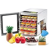 Cercker Food-Dehydrator Machine 8 Stainless Steel Trays, 500W Jerky Dehydrator for Meat, 190ºF Mu...