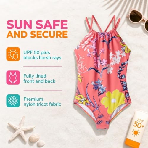 Image of Kanu Surf Girls Jasmine Beach Sport Halter One Piece Swimsuit