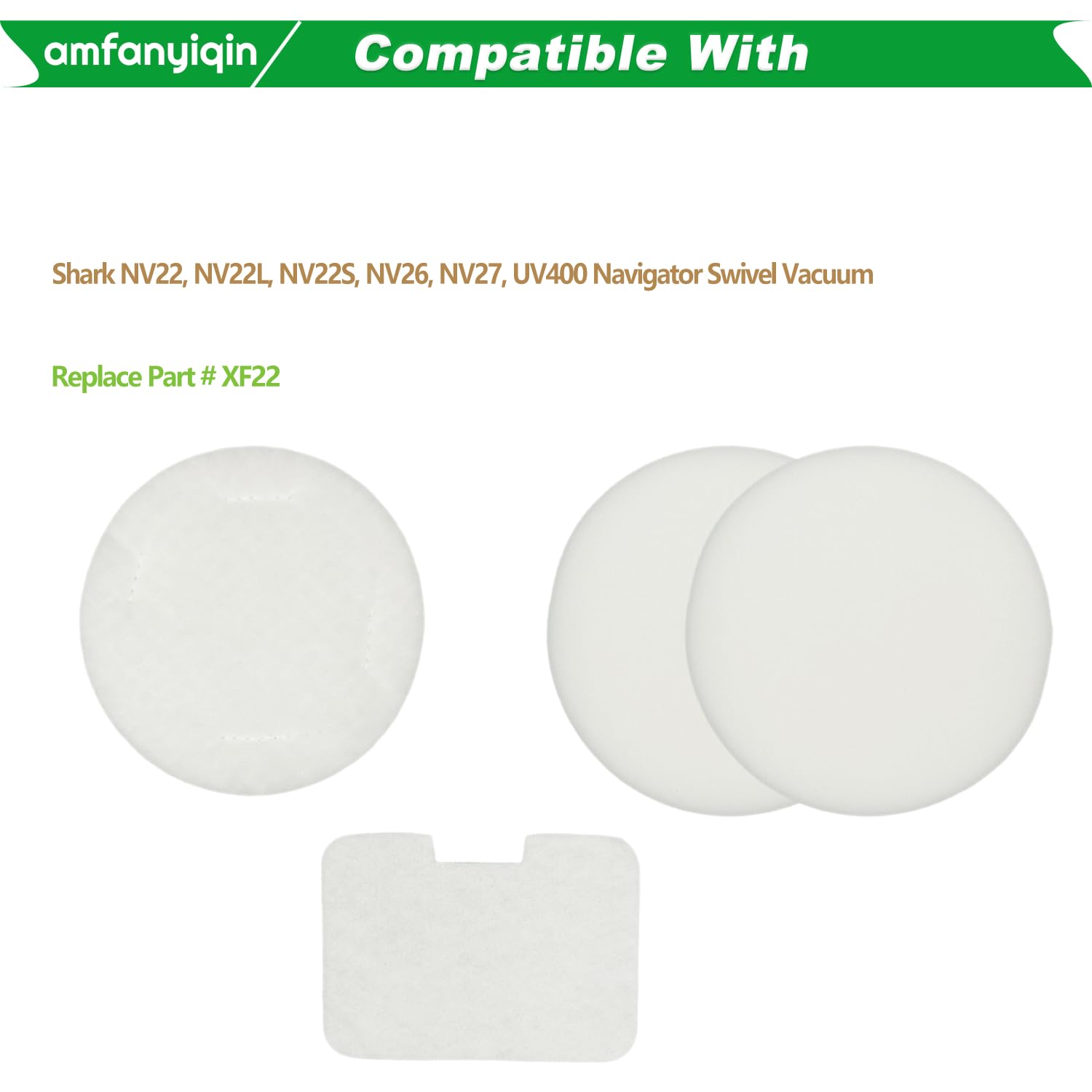 Fette Filter Replacement For Shark Navigator Vacuums - 3-Pack Foam & Felt Filters, Compatible With NV22, NV26, UV400 - View #4