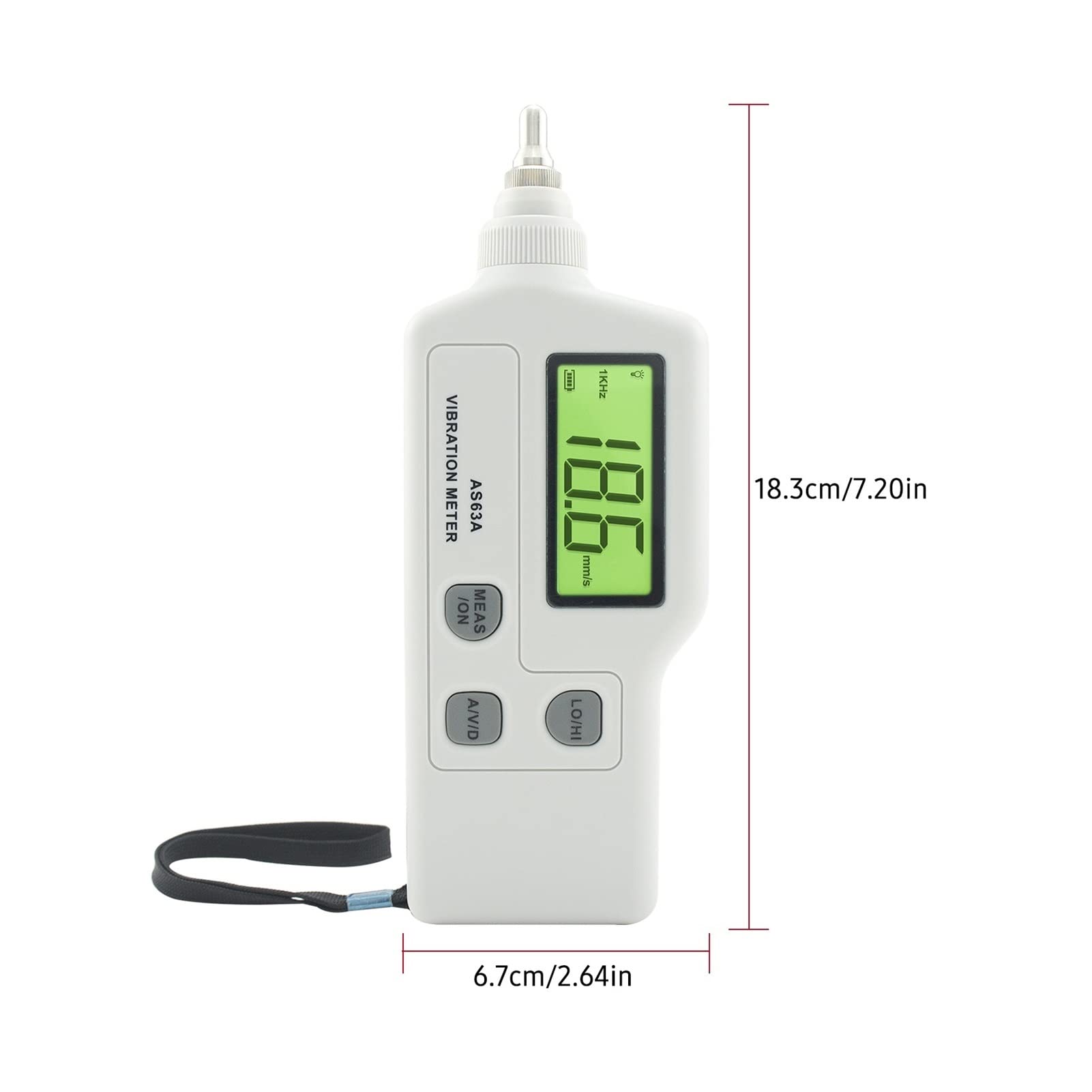 Miernik Wibracji, Cyfrowy miernik drgań z analizatorem ekranem LCD Tester wysokiej czułości Sonda