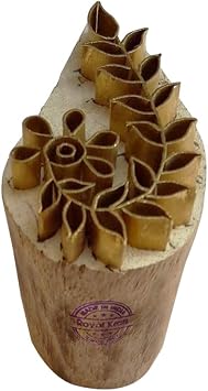 Royal Kraft Floral Brass Wooden Stamps for Block Printing on Clay, Pottery, Fabric Btag091