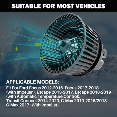 Image of 700272 AC Heater Blower Motor Fan Assembly Fit for Ford Escape 2013-2019， Focus 2012-2018 ，Transit Connect 2014-2018 GV6Z19805AA, GV6Z19805B, H1FZ19805A, H1FZ19805B