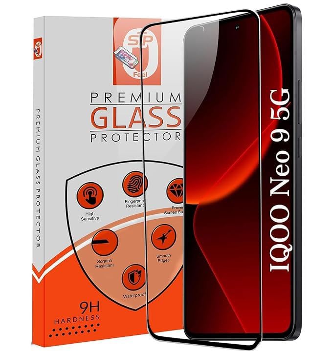 Image of Stp Feel Premium Tempered Glass Screen Protector Guard For Iqoo 12 /Neo 9 /Neo 9 Pro /Z9 5G, Cellphone (6.67 Inch, Pack Of 1)|Edge To Edge Coverage Full Protection