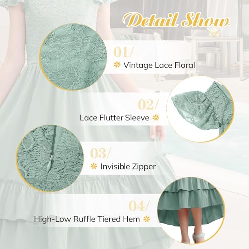 American Trends Girls Ruffle Sleeve Dresses Boho A-Line High-Low Maxi Dresses for 6-13 Years Formal Dress for Wedding Party2