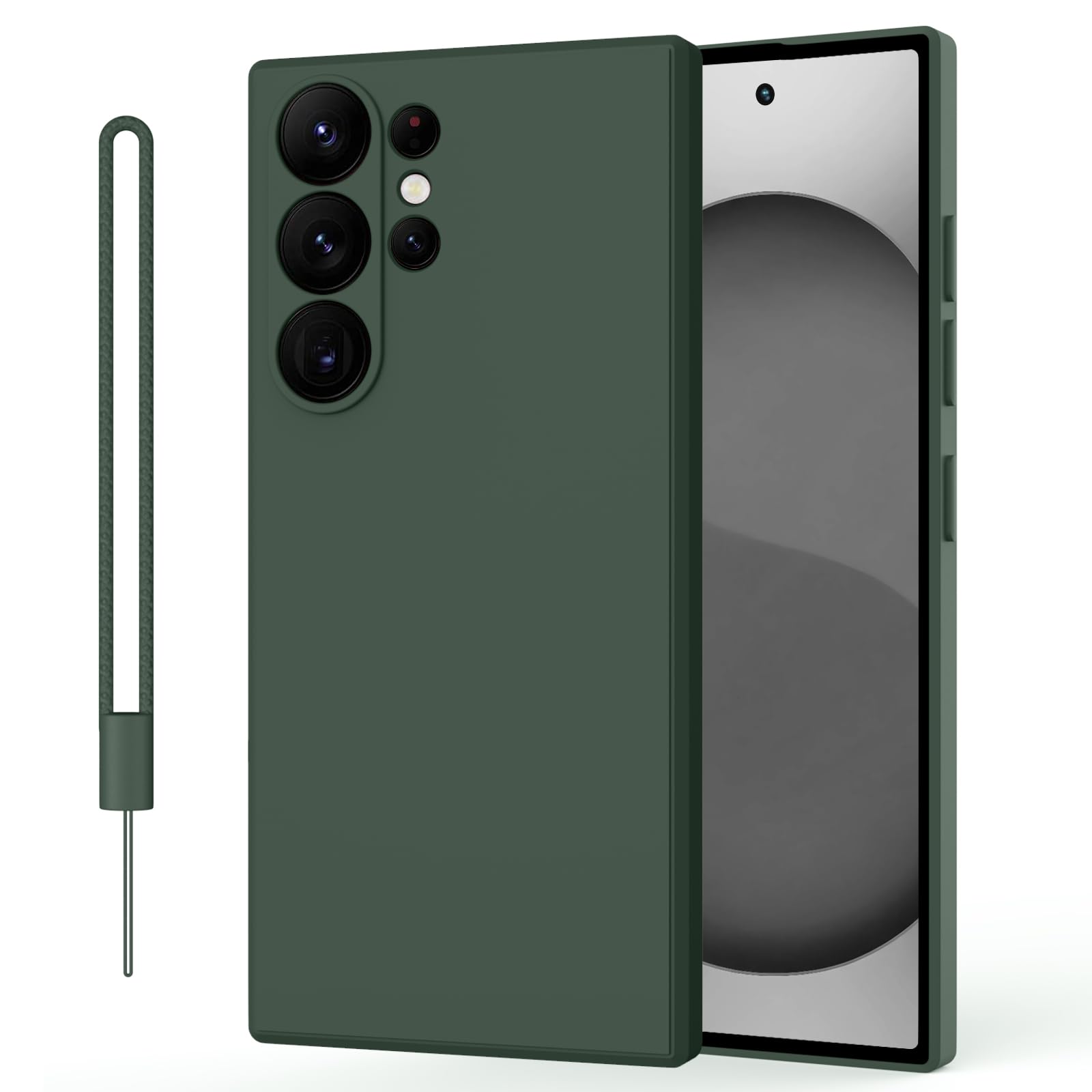 ORDA für Samsung Galaxy S25 Ultra Hülle Silikon Case, Handyhülle für Samsung S25 Ultra 5G Dünn Straight Edge, Kameraschutz und Bildschirmschutz, Hülle für Samsung Galaxy S25 Ultra Dunkel Grün