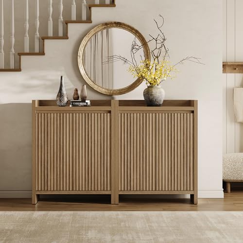 Image of SICOTAS Shoe Cabinet - Fluted Shoe Storage Cabinet for Entryway, 24-Pair Shoes Organizer with Doors & Adjustable Shelves, 6-Tier Shoes Rack Entrance Storage Cabinet for Hallway, Closet, Living Room