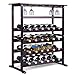 COSTWAY Cantinetta Portabottiglie Scaffale per Vino con Portabicchiere in Legno da 24 Bottiglie, Marrone Scuro, 90,5 x 80 x 41,5 cm