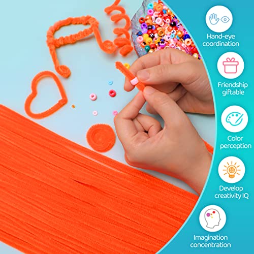 Image of IOOLEEM 200pcs Orange Pipe Cleaners Bulk for Crafts | Chenille Stems for DIY Flower Making & Festival Decor & Party Projects, Pipe Cleaner Crafts, Art and Craft Supplies