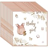 MOMAHUA 20 Stück Babyparty Deko Mädchen Servietten (33x33cm), Hello Baby Girl Rosa Papierservietten, Rosa Servietten, Baby Shower, Gender Reveal Party Dekoration Papierservietten Girl-Napkin