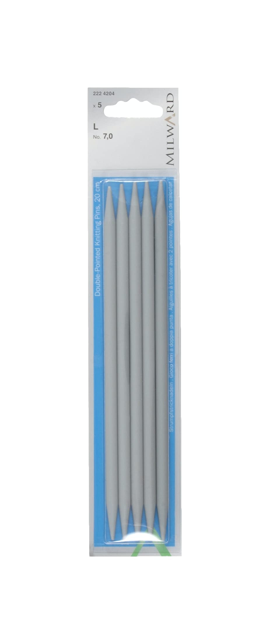 Milward Double Point Knitting Needles, Set of Five, 20cm, No7.0