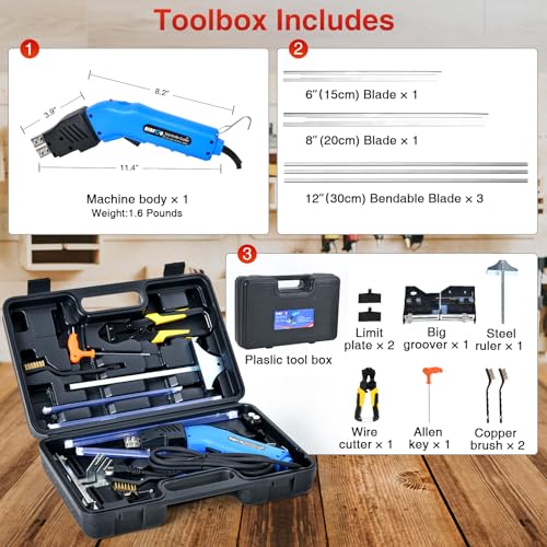 NLBFOU Electric Hot Knife Kit for Grooving/Sculpting/Cutting (5 Blades) Air Cooled 200W 110-120V Pro Slotter Foam Cutting Tool Styrofoam Cutter for XPS, EPP, EPS, EVA, EPE, KT Board, Sponge - Image 6