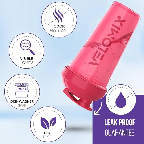 -2 Pack- 28 oz Protein Shaker Bottles for Protein Mixes - 2x Wire Whisk | Leak Proof Shaker Cups for Protein Shakes | Protein Shaker Bottle Pack | Shakers for Protein Shakes-Blue&Pink