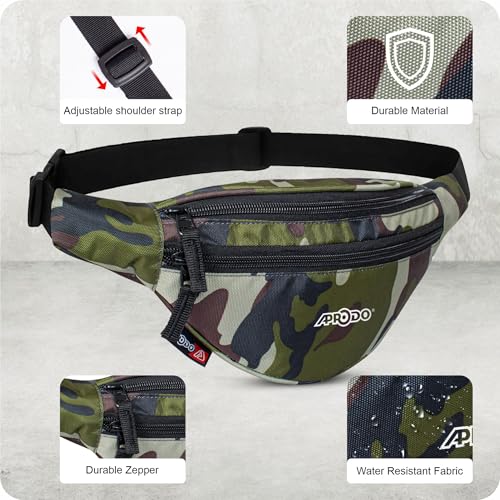 Image of Aprodo Chest & Waist Bag for Men and Women, Hands-Free Fanny Pack Bumbag with 3 Zippered Pockets, Easy Carry Phone Wallet & Cards Beltbag for Sports, Travel, Jogging, Cycling and Workout (Camouflage)